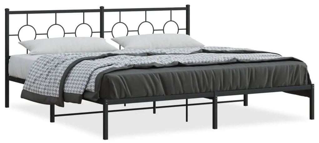 Estrutura de cama com cabeceira 193x203 cm metal preto