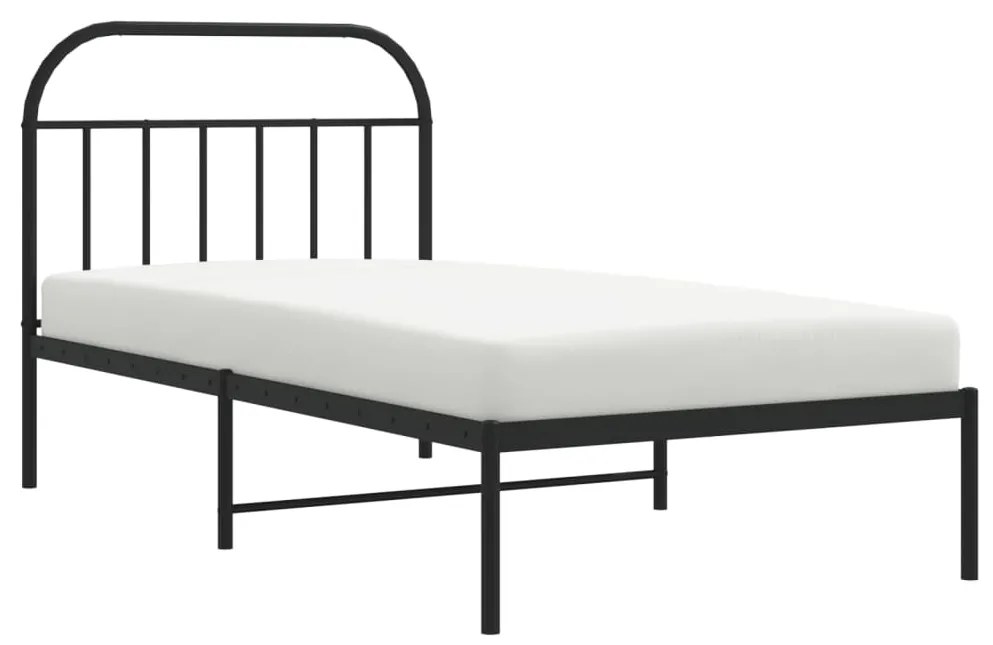 Estrutura de cama com cabeceira 107x203 cm metal preto