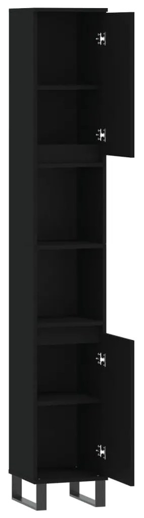 Armário casa de banho 30x30x190 cm derivados de madeira preto