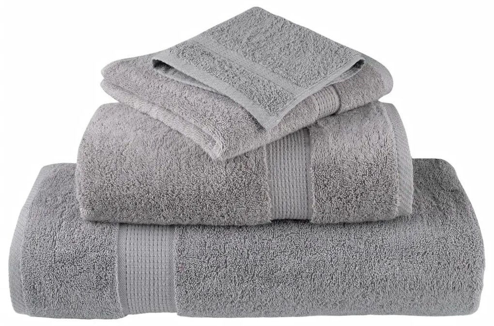 8pcs Conjunto toalhas banho premium SOLUND 600 gsm cinza