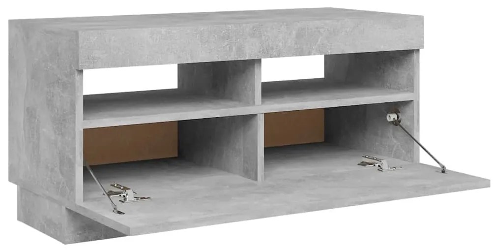 Móvel de TV com luzes LED 80x35x40 cm cinzento cimento