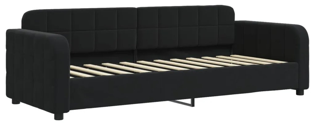 Sofá-cama com gavetão e gavetas 80x200 cm veludo preto