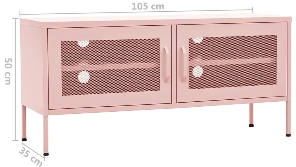 Móvel de TV aço 105x35x50 cm rosa