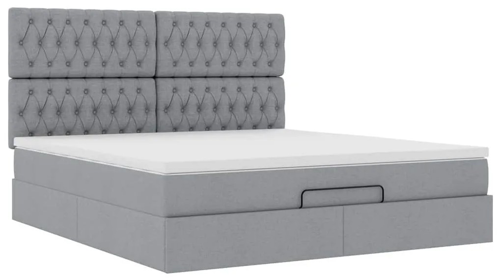 Estrutura cama otomana colchão 160x200 cm tecido cinzento claro