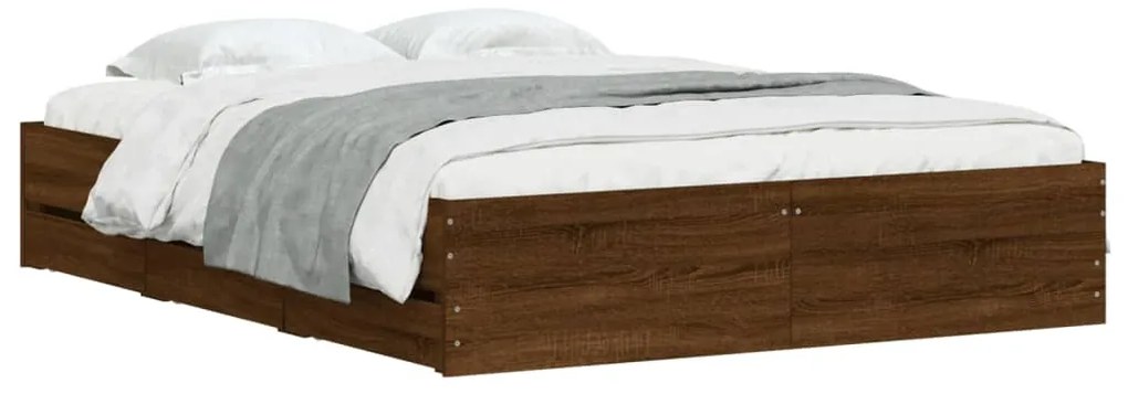 Estrutura cama c/ gavetas derivados madeira carvalho castanho