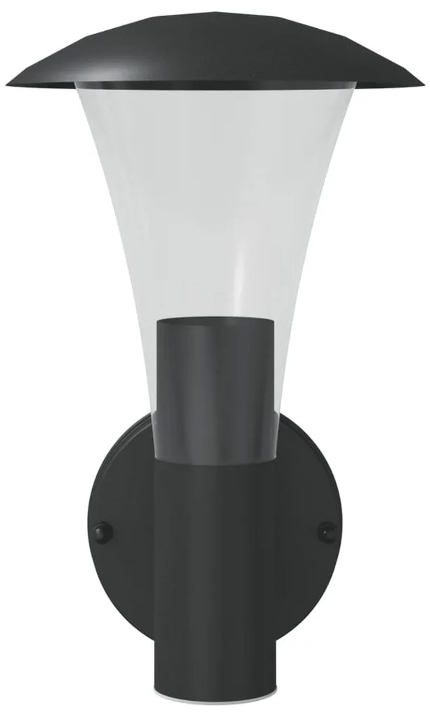Candeeiros de parede p/ exterior 2 pcs aço inoxidável preto