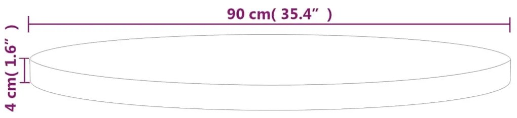 Tampo de mesa redondo Ø90x4 cm carvalho maciço não tratado