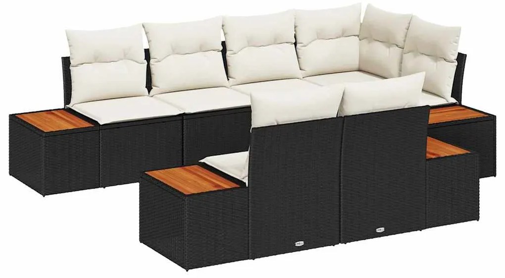 Conjunto de Sofá de Jardim de 7 Peças com Almofadas, Rattan Sintético