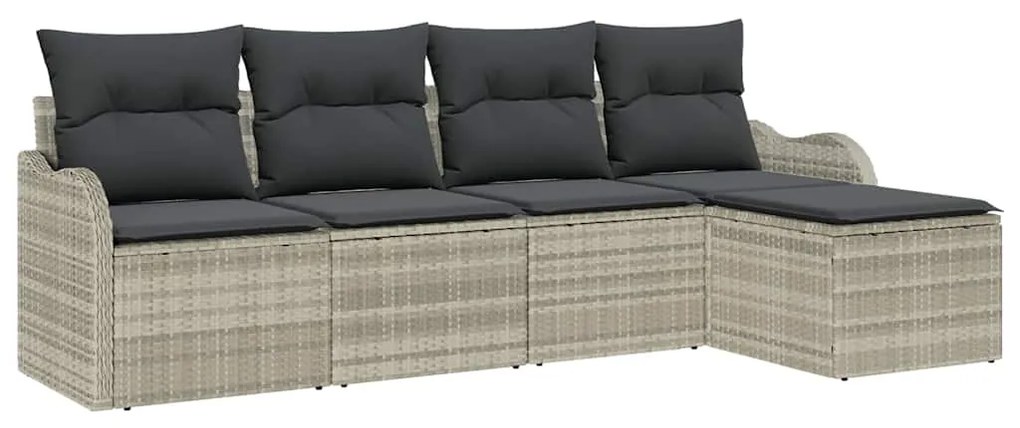 Conjunto de Sofá para Jardim com 5 Peças e Almofadas - Vime PE Cinza C