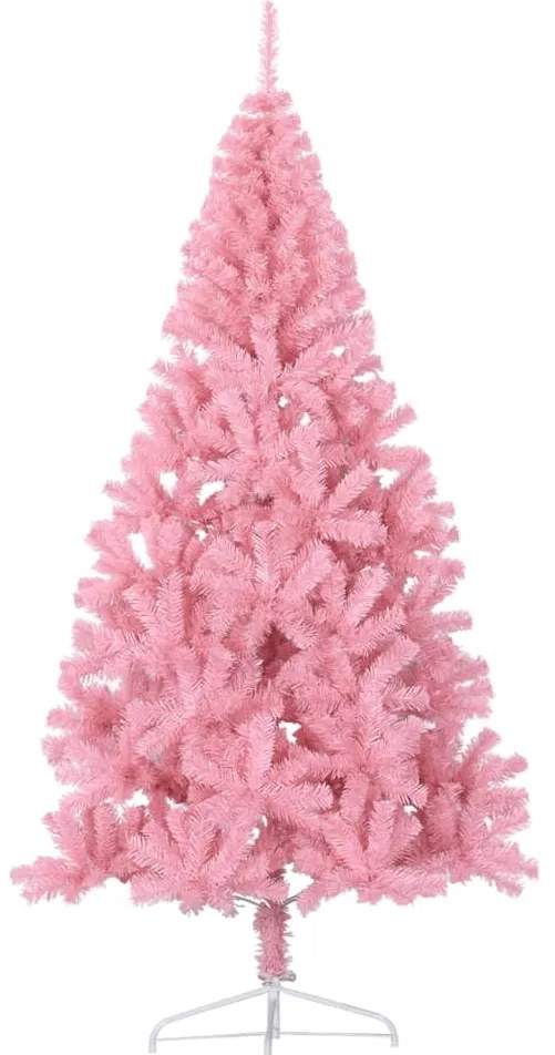 Meia árvore de Natal artificial com suporte 210 cm PVC rosa