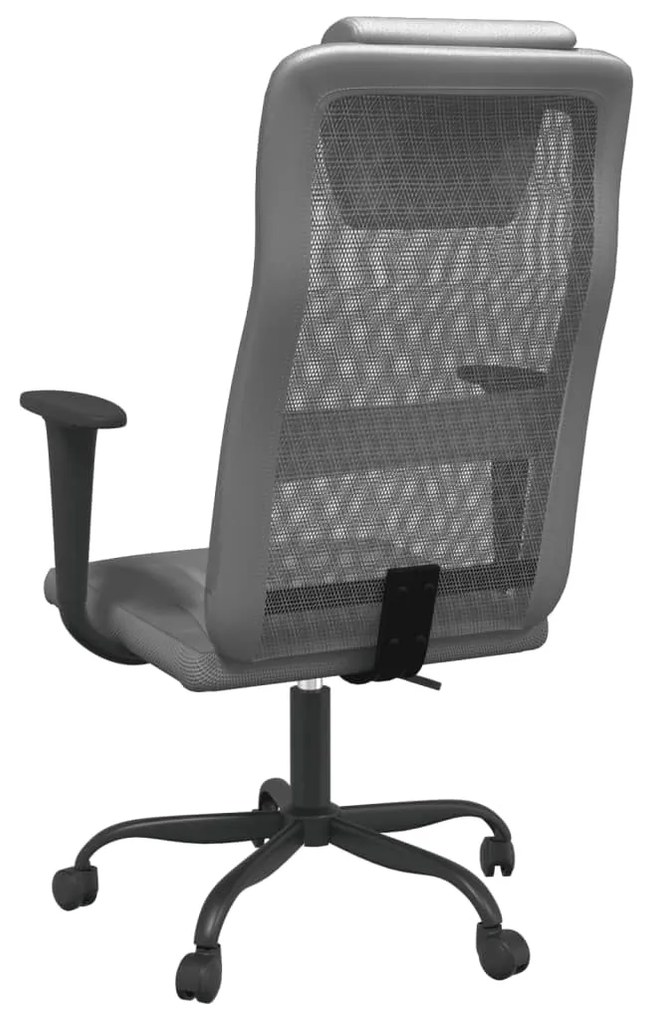Cadeira de escritório tecido de malha e couro artificial cinza