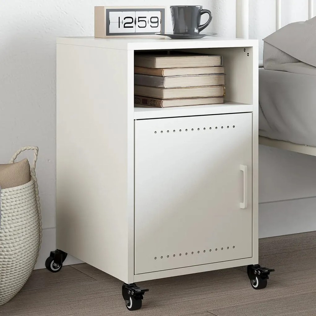 vidaXL Mesa de cabeceira 36x39x59 cm aço branco