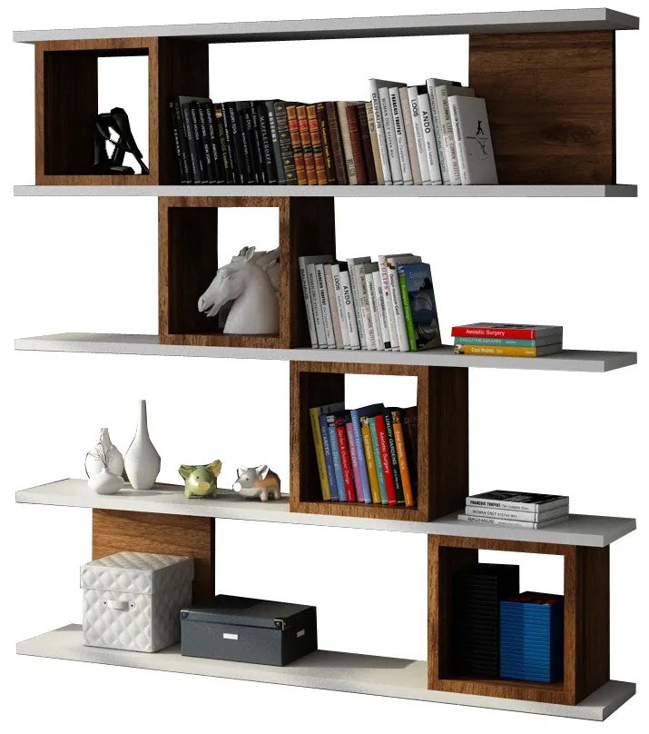 Prateleira Wind – Branco Nogueira – 120x119,9x19,5 cm