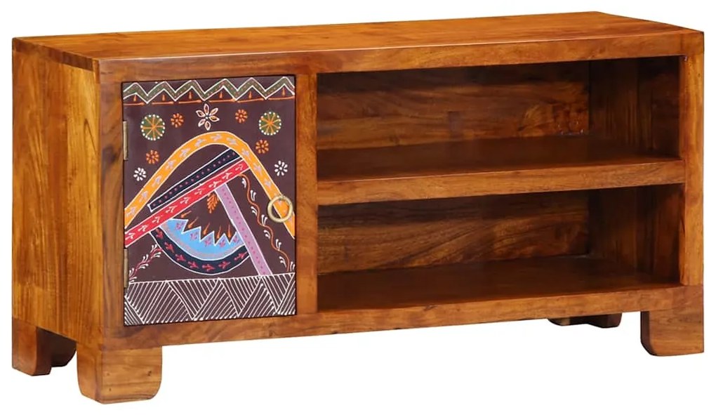 Móvel de TV multicor 90x30x45 cm madeira de acácia maciça