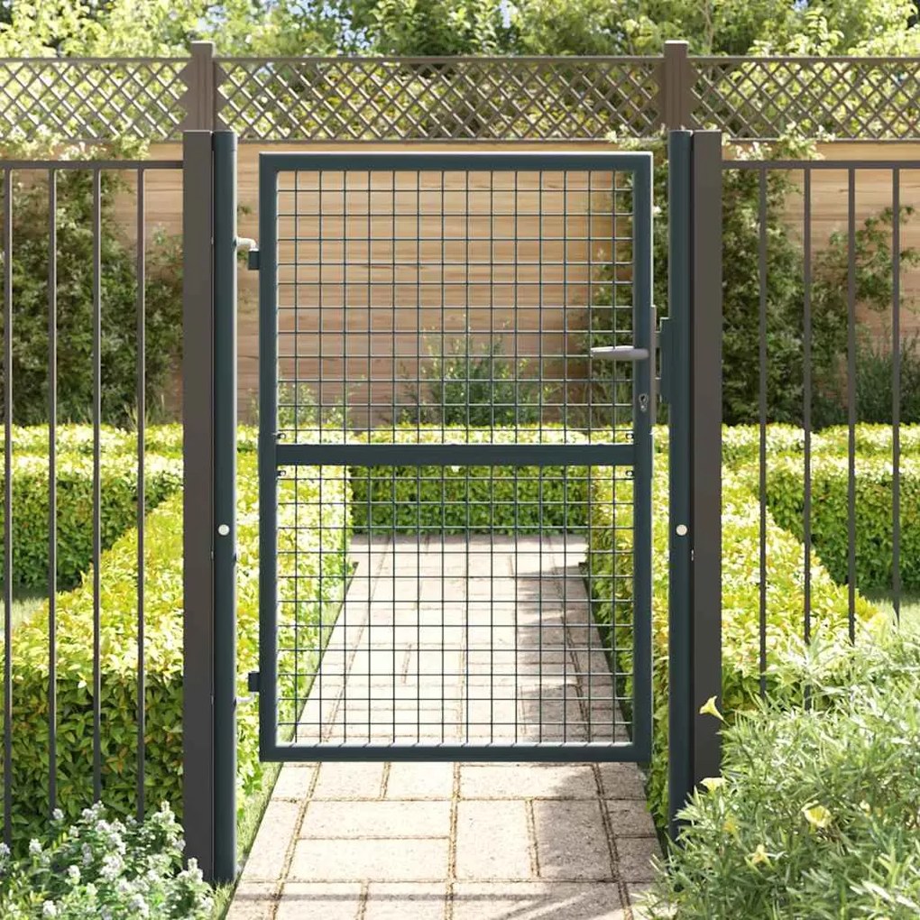 Portão de jardim em rede aço galvanizado 100x175 cm cinzento