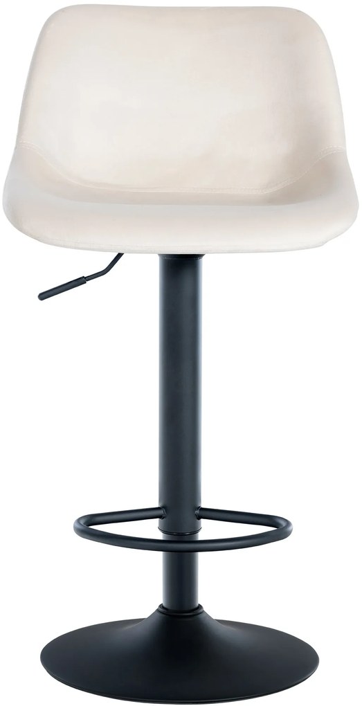 Conjunto de 2 bancos de bar Loft em veludo com estrutura preta 79-113 x 43 x 49 cm Creme
