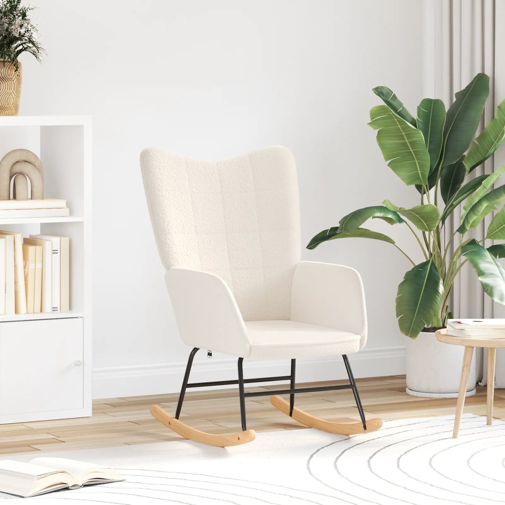 Cadeira Relaxante vidaXL Creme em Tecido Laço de Lã