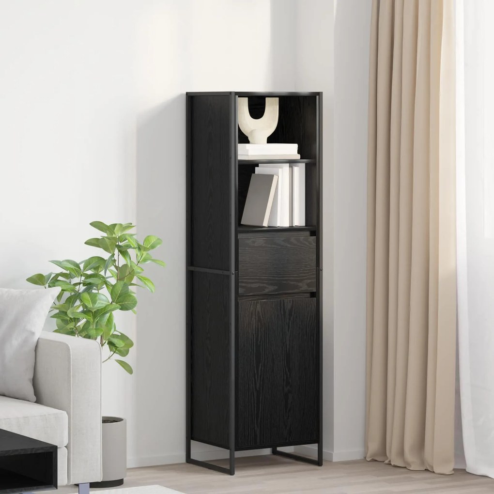 vidaXL Gabinete de Livros com gaveta Carvalho Preto 43 x 36 x 150.5 cm