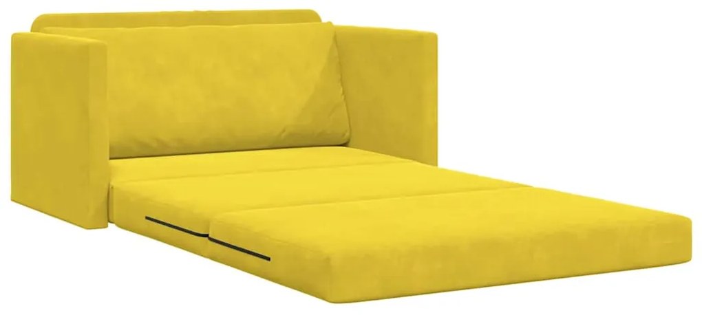 Sofá-Cama de Chão 2 em 1 Amarelo 124x204x61 cm Veludo