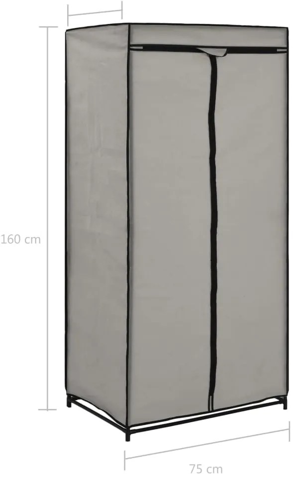 Roupeiros 2 pcs 75x50x160 cm cinzento