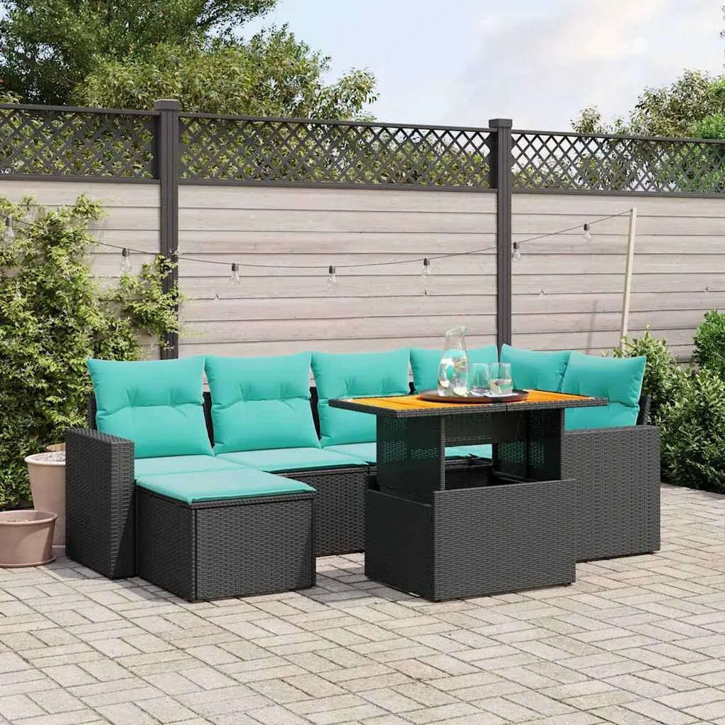 11 pcs conjunto sofás de jardim c/ almofadões vime PE bege