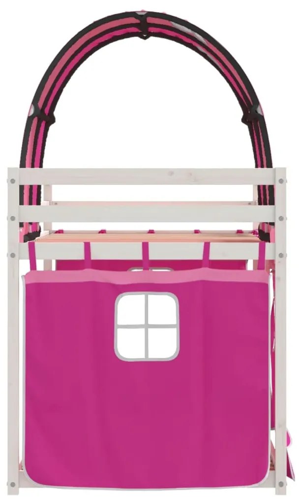Beliche com cortinas 90x190 cm madeira de pinho maciça rosa
