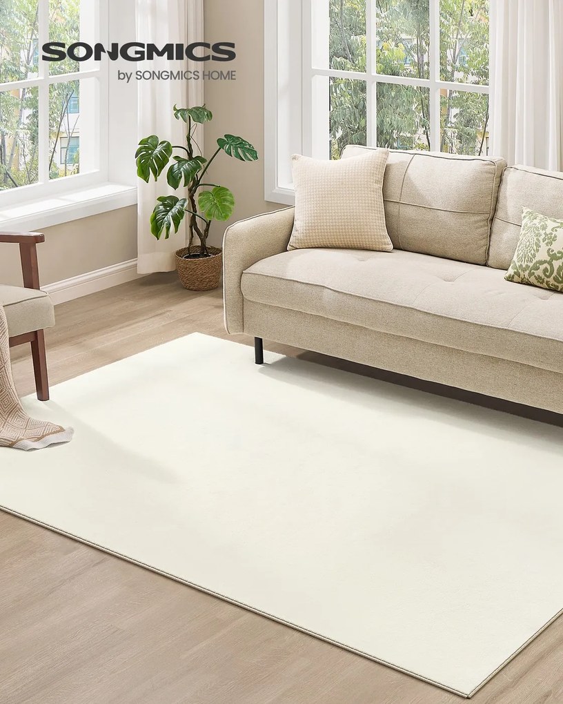 Tapete para sala de estar antiderrapante 160 x 230 cm Branco creme