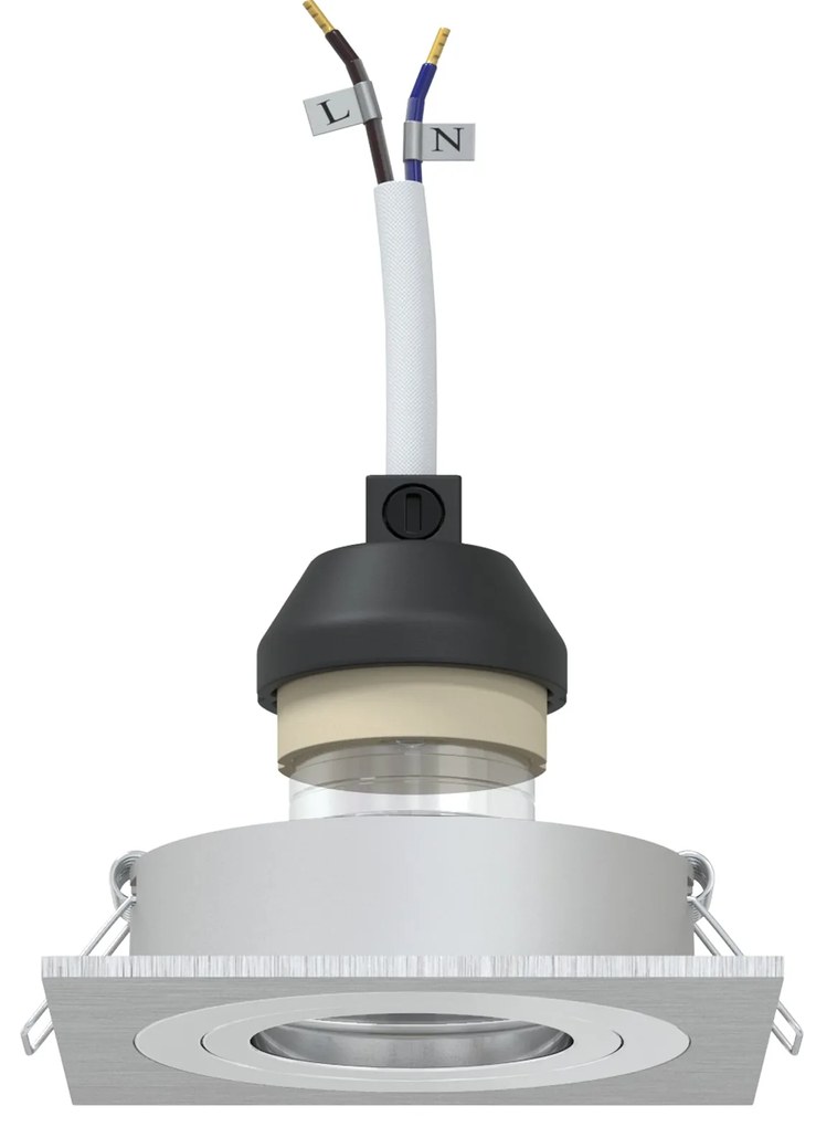 Spotlights embutidos 6 pcs Quadrado GU10 Prateado 91x91 mm