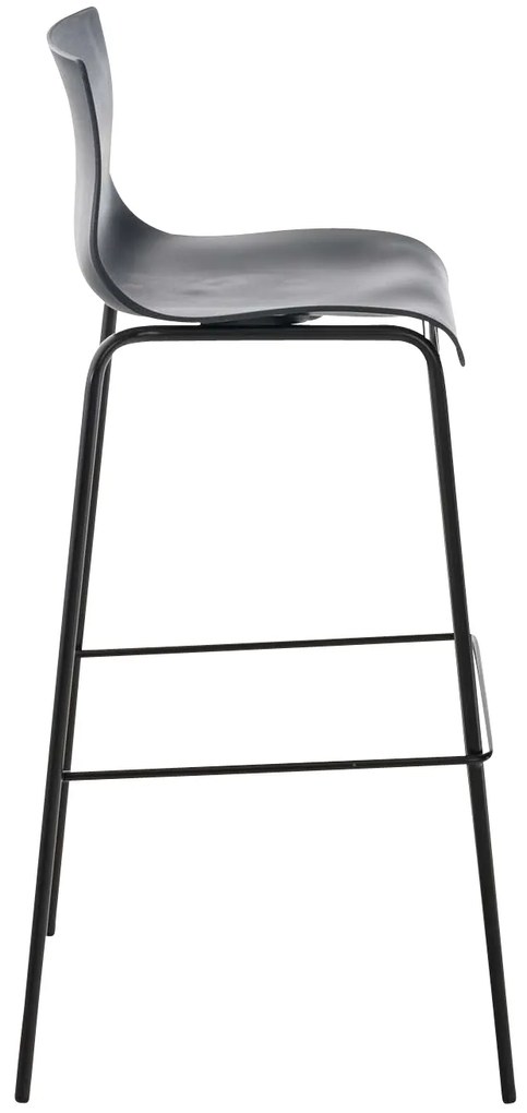 Conjunto de 2 bancos de bar Hoover em plástico e com estrutura preta 43 x 100 x 48 cm Cinzento