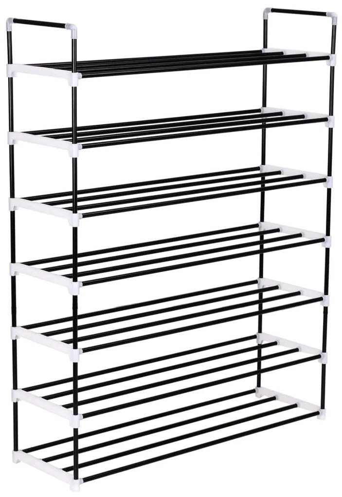 Sapateira com 7 prateleiras metal e plástico preto