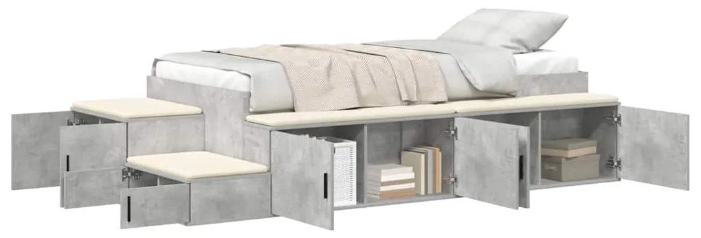 Estrutura de Cama com Armazenamento Cinza 100x200 cm