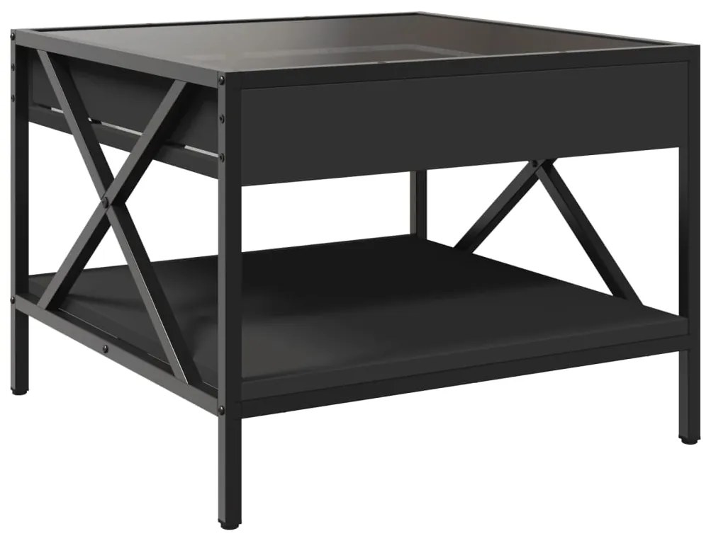 Mesa de centro c/ luzes LED Infinity 50x50x38 cm preto