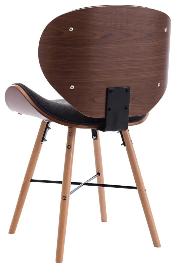 Cadeiras de jantar 2 pcs tecido/madeira curvada cinzento-escuro