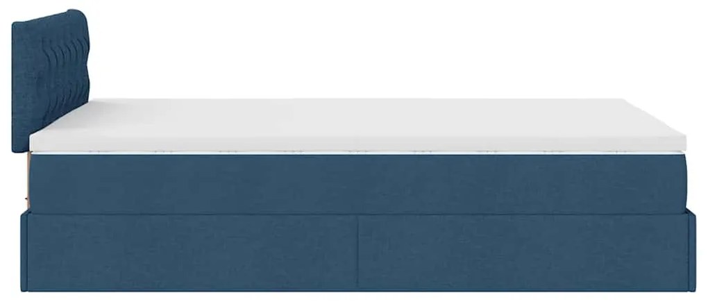 Cama otomana com colchão 120x200 cm tecido azul