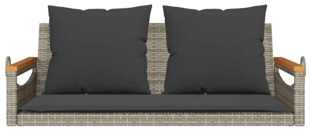 Banco baloiço com almofadões 109x62x40 cm vime PE cinzento