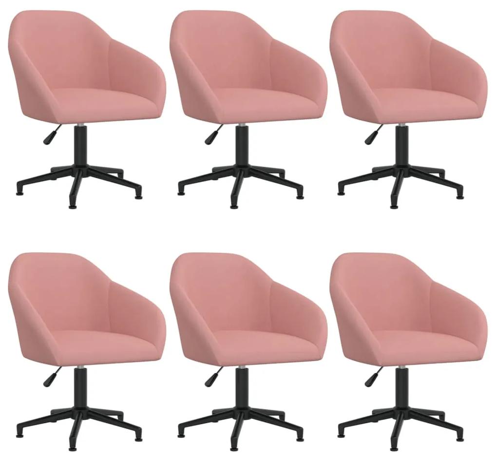 3089687 vidaXL Cadeiras de jantar giratórias 6 pcs veludo rosa