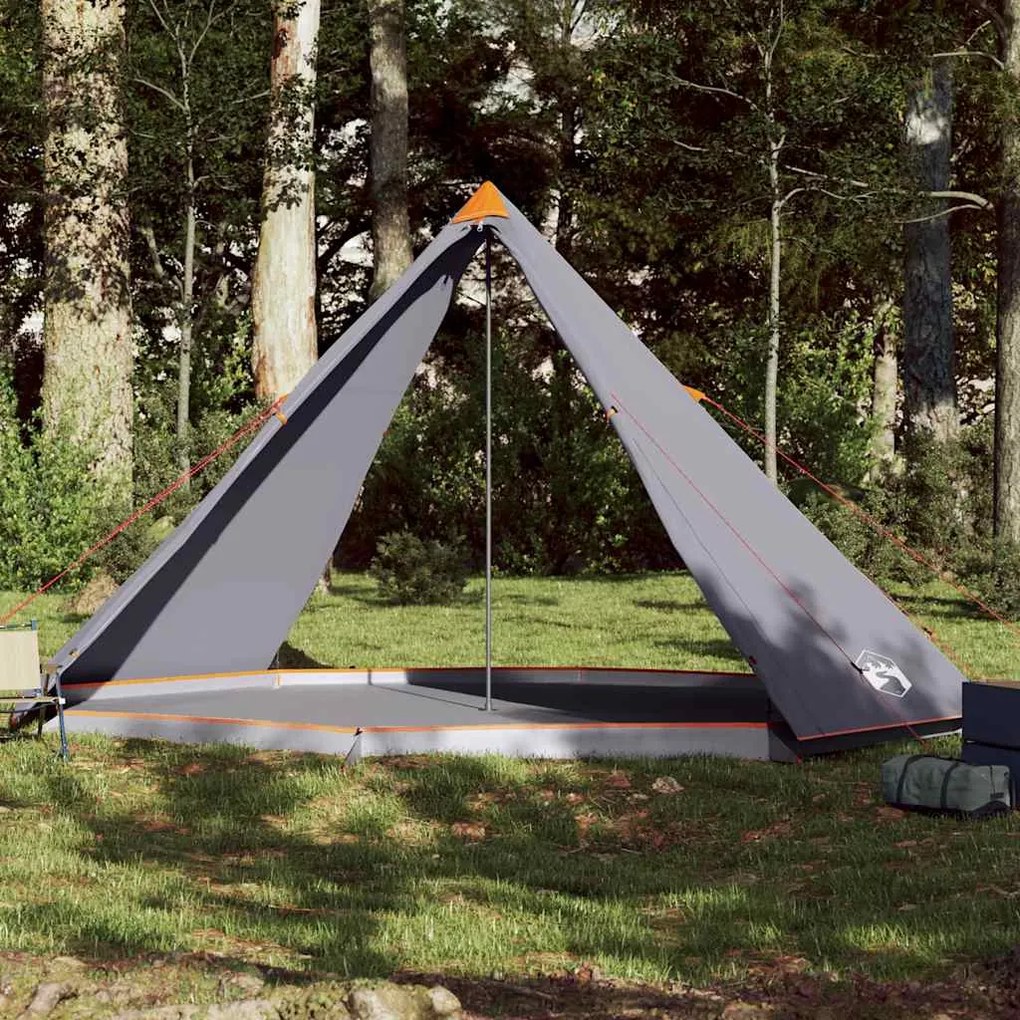vidaXL Tenda familiar tipi para 8 pessoas impermeável cinza/laranja