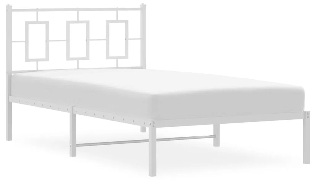 Estrutura de cama com cabeceira 100x200 cm metal branco