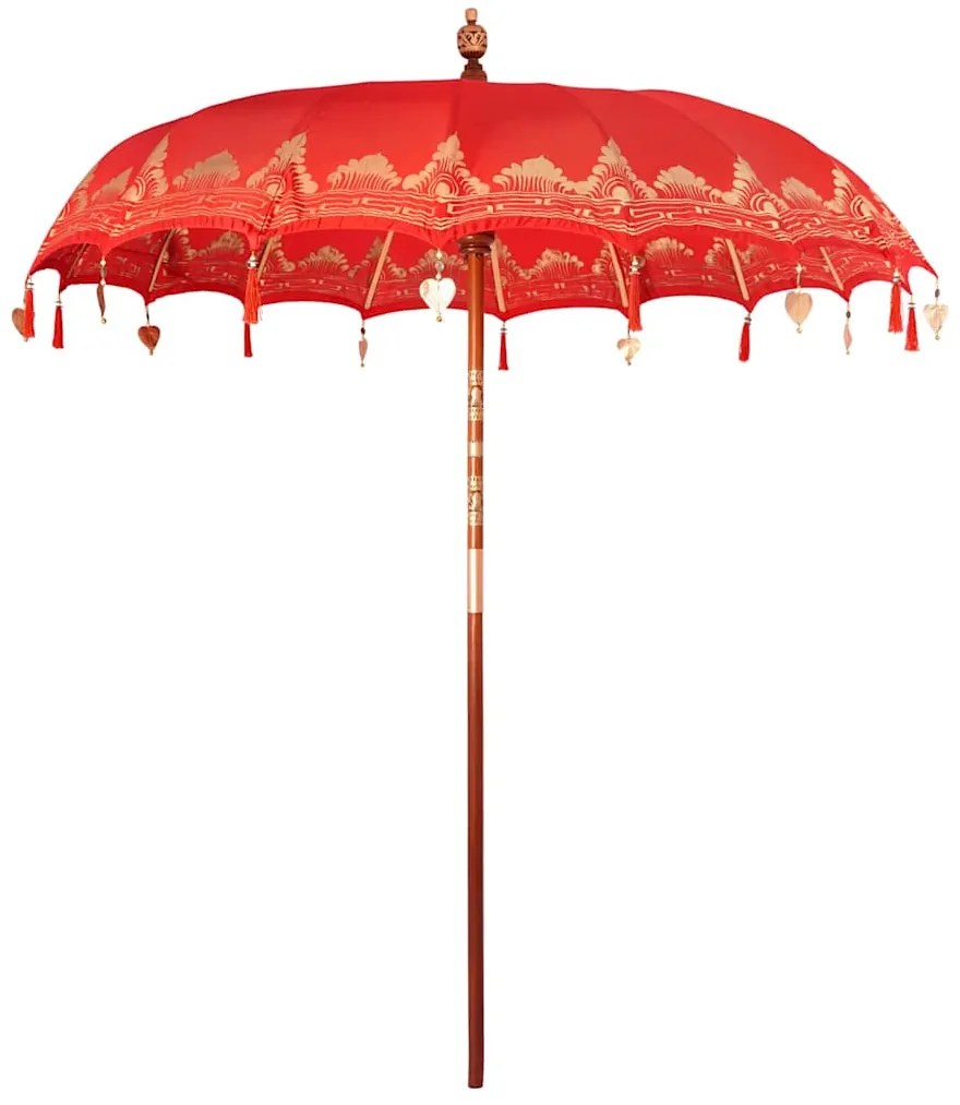 vidaXL Guarda-sol Outros Manual Vermelho x 250 cm Algodão e madeira