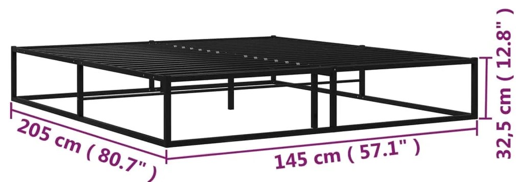 Estrutura de cama 140x200 cm metal preto