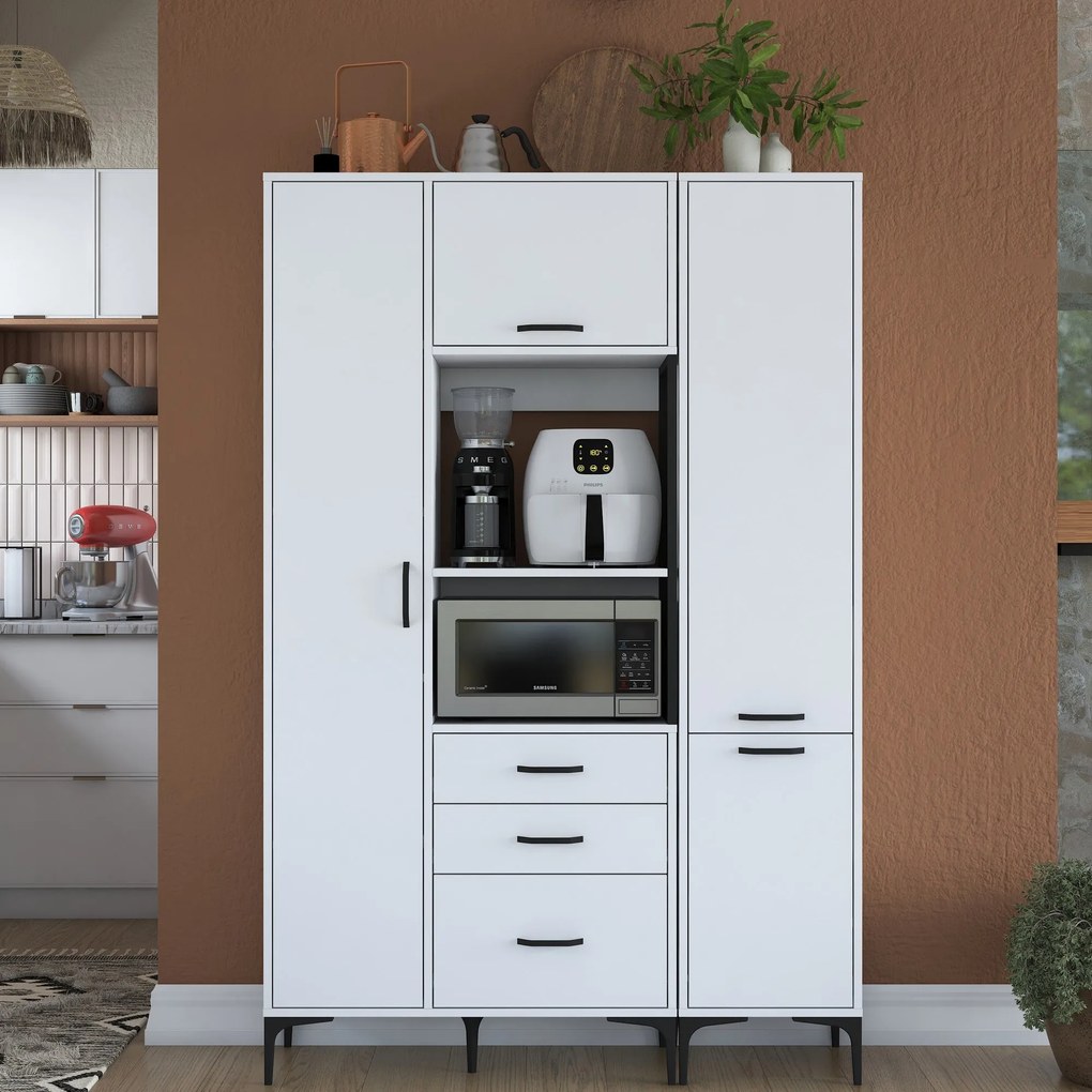 Armário Alto de Cozinha "Stella " - Branco - Design Moderno