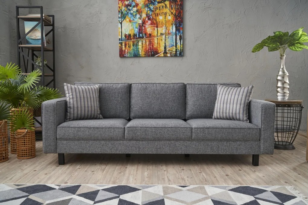 Sofá de 3 Lugares Kale – Cinzento – 222 x 83 x 91 cm