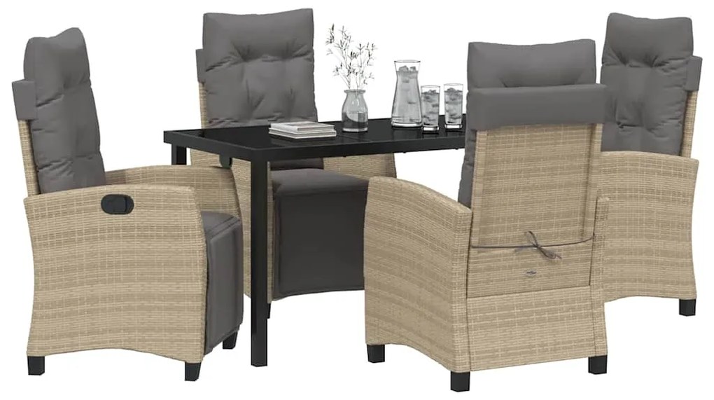 Conjunto de Jantar de Jardim de 5 Peças em Rattan Sintético Bege