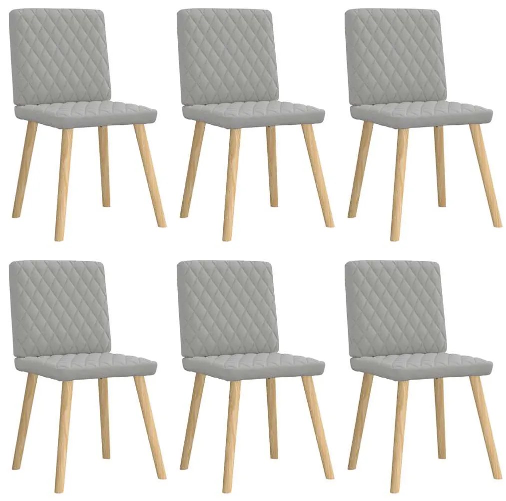 Cadeiras de jantar 6 pcs tecido cinza nuvem