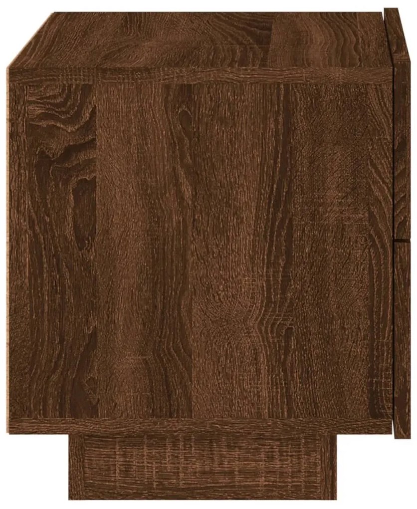 Mesa de cabeceira com luzes LED 70x36x40,5 cm carvalho castanho