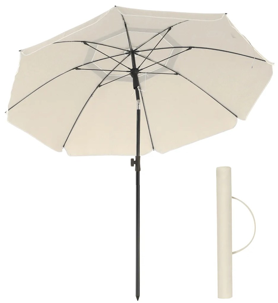 SONGMICS Guarda-sol de 1,6 m, Guarda-sol de praia, FPS 50+, Proteção solar, Dossel octogonal portátil de poliéster, Varetas de fibra de vidro, Mecanismo de inclinação, Bolsa de transporte, para jardim de praia, varanda e piscina, Bege GPU60WTV1