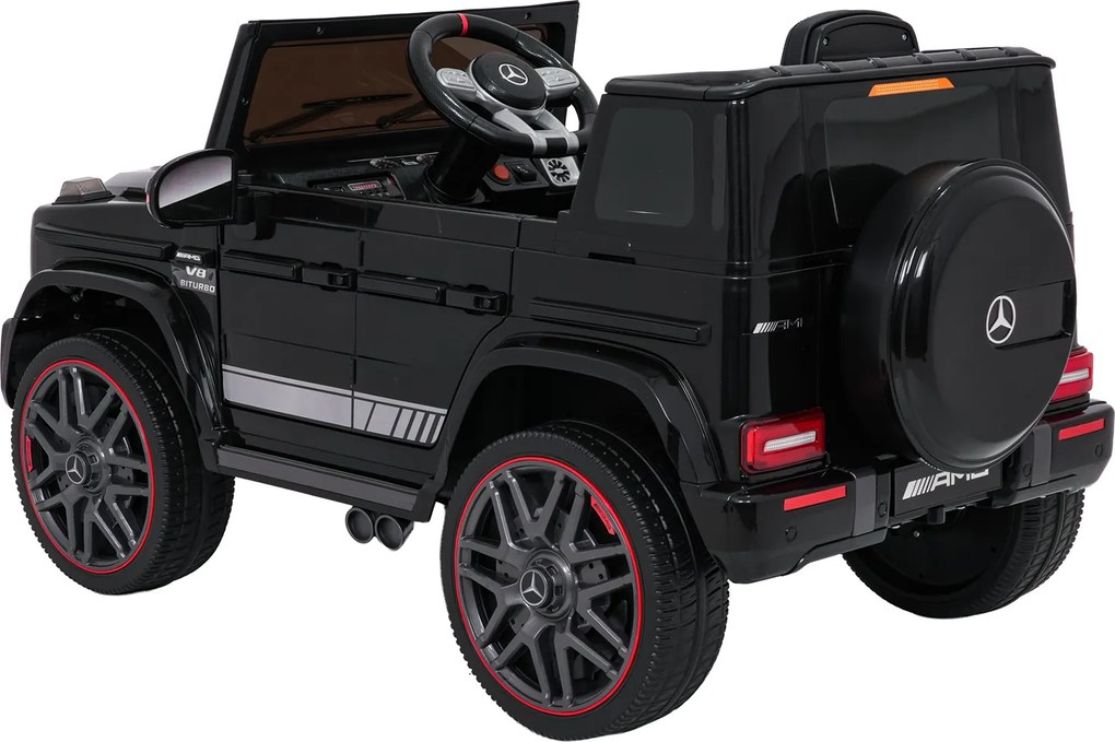Carro elétrico para Crianças 2 a 5 anos 12V Mercedes G63 AMG LIFT Rodas de espuma EVA, assento Couro ecológico Preto
