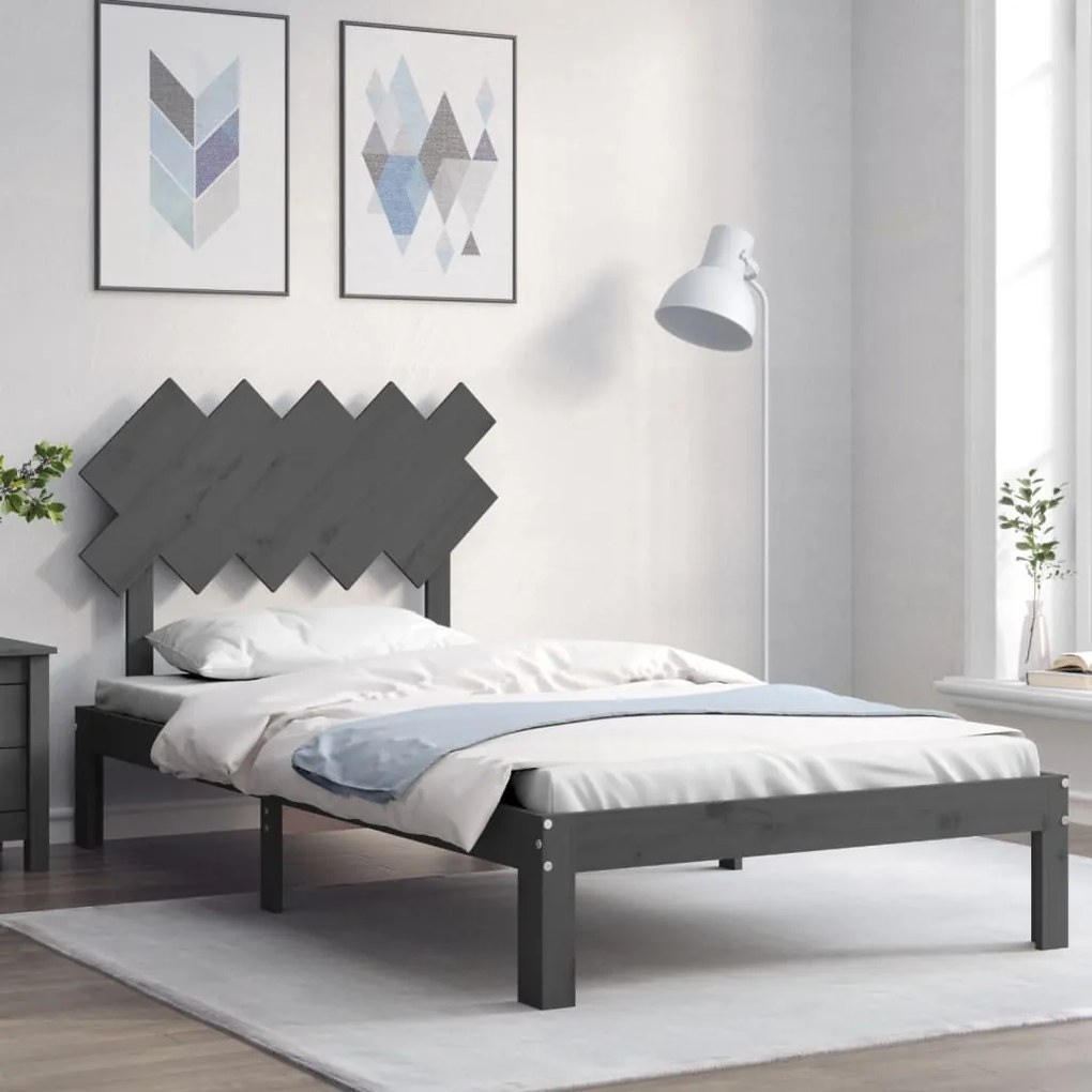 vidaXL Estrutura de cama com cabeceira 100x200cm madeira maciça preto