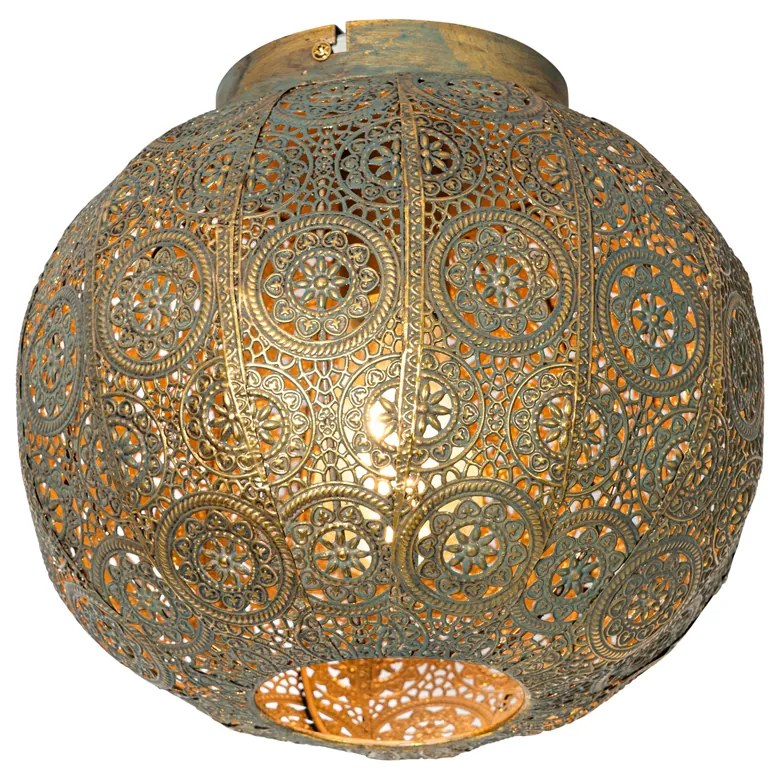 Candeeiro de teto oriental dourado e verde 28,5 cm - Baloo Oriental