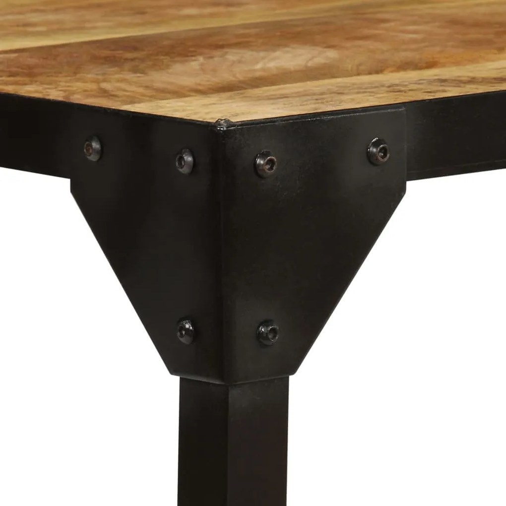 Mesa de centro madeira de mangueira maciça áspera e aço 110 cm
